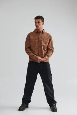 NTH Long Sleeve Check Shirt Choc