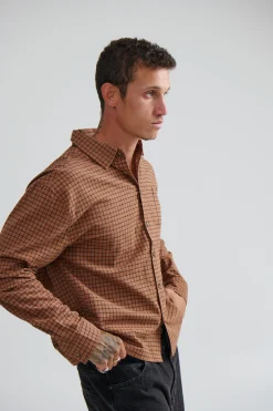 NTH Long Sleeve Check Shirt Choc