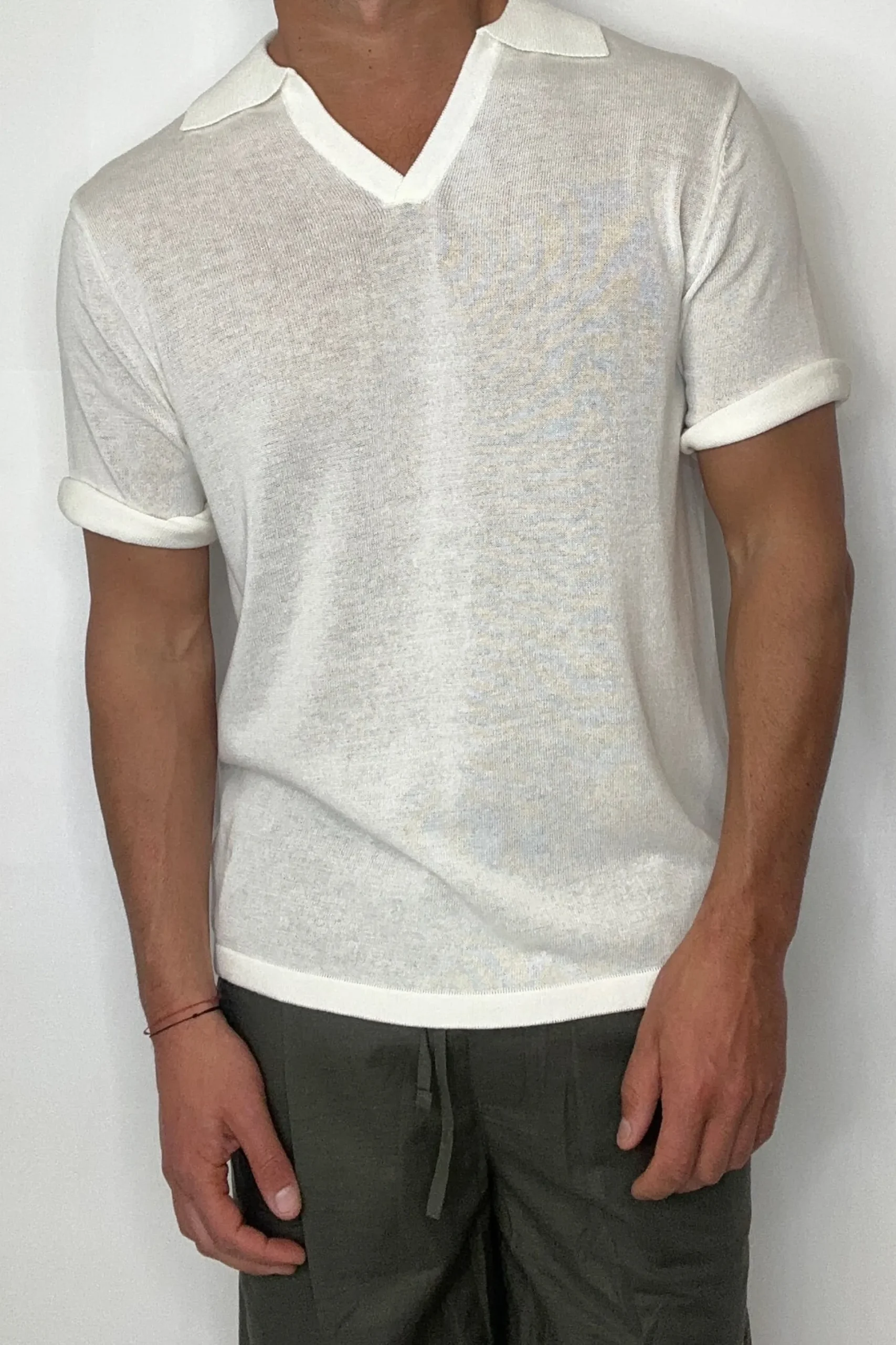 Open Neck Soft Polo White