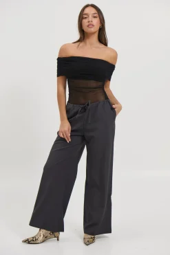 Penny Mesh Bodysuit Black