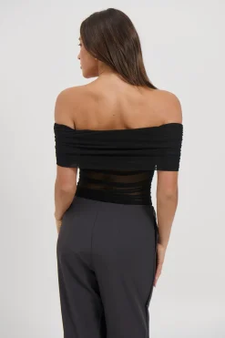 Penny Mesh Bodysuit Black