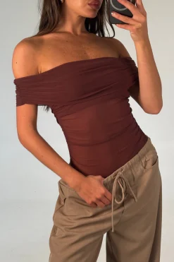 Penny Mesh Bodysuit Chocolate