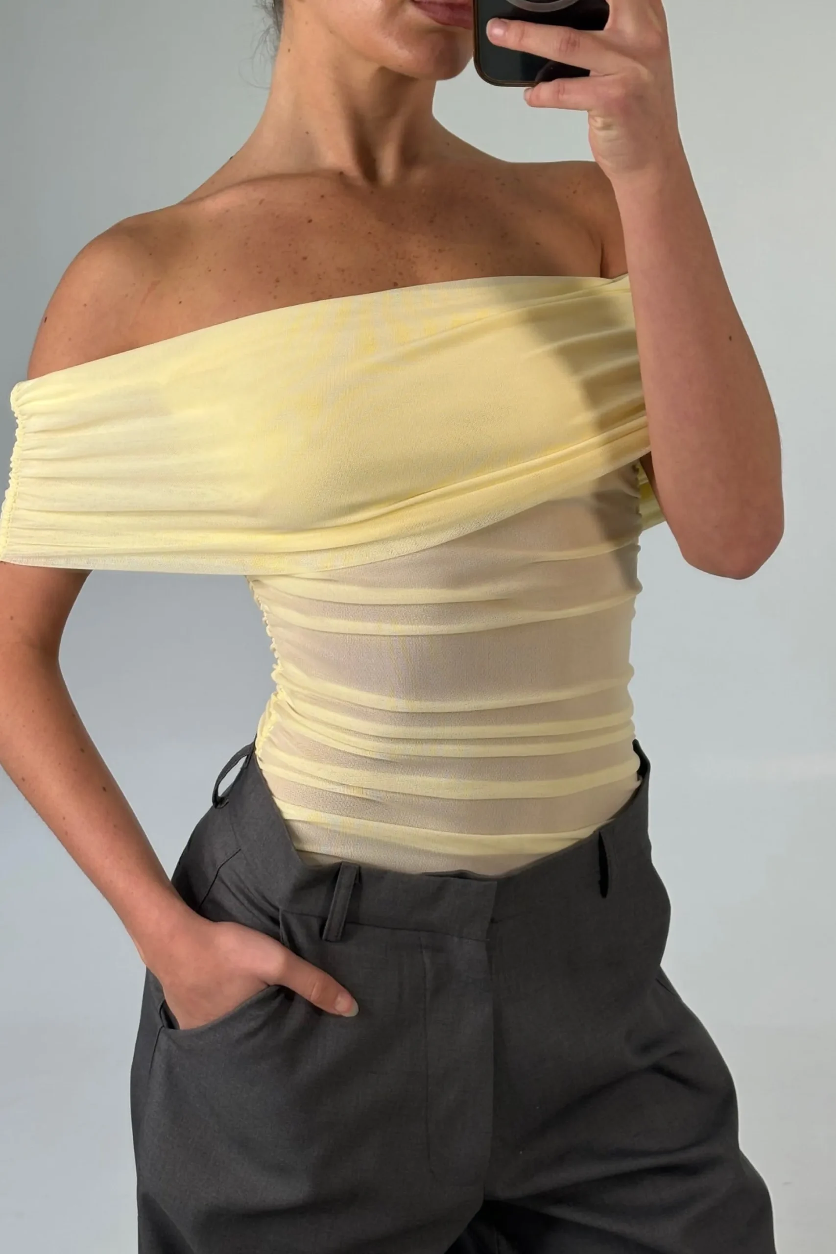 Penny Mesh Bodysuit Lemon