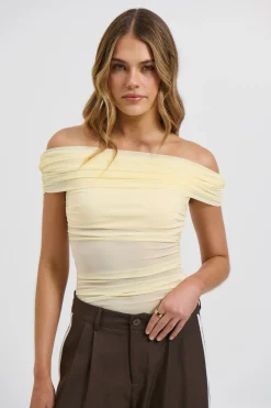 Penny Mesh Bodysuit Lemon