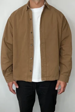 Phillip Washed Cotton Overshirt Tan