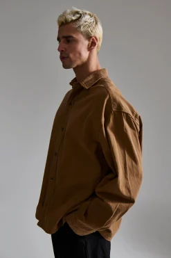 Phillip Washed Cotton Overshirt Tan