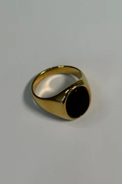 Premium NTH Stone Ring 18K Gold Plated Black