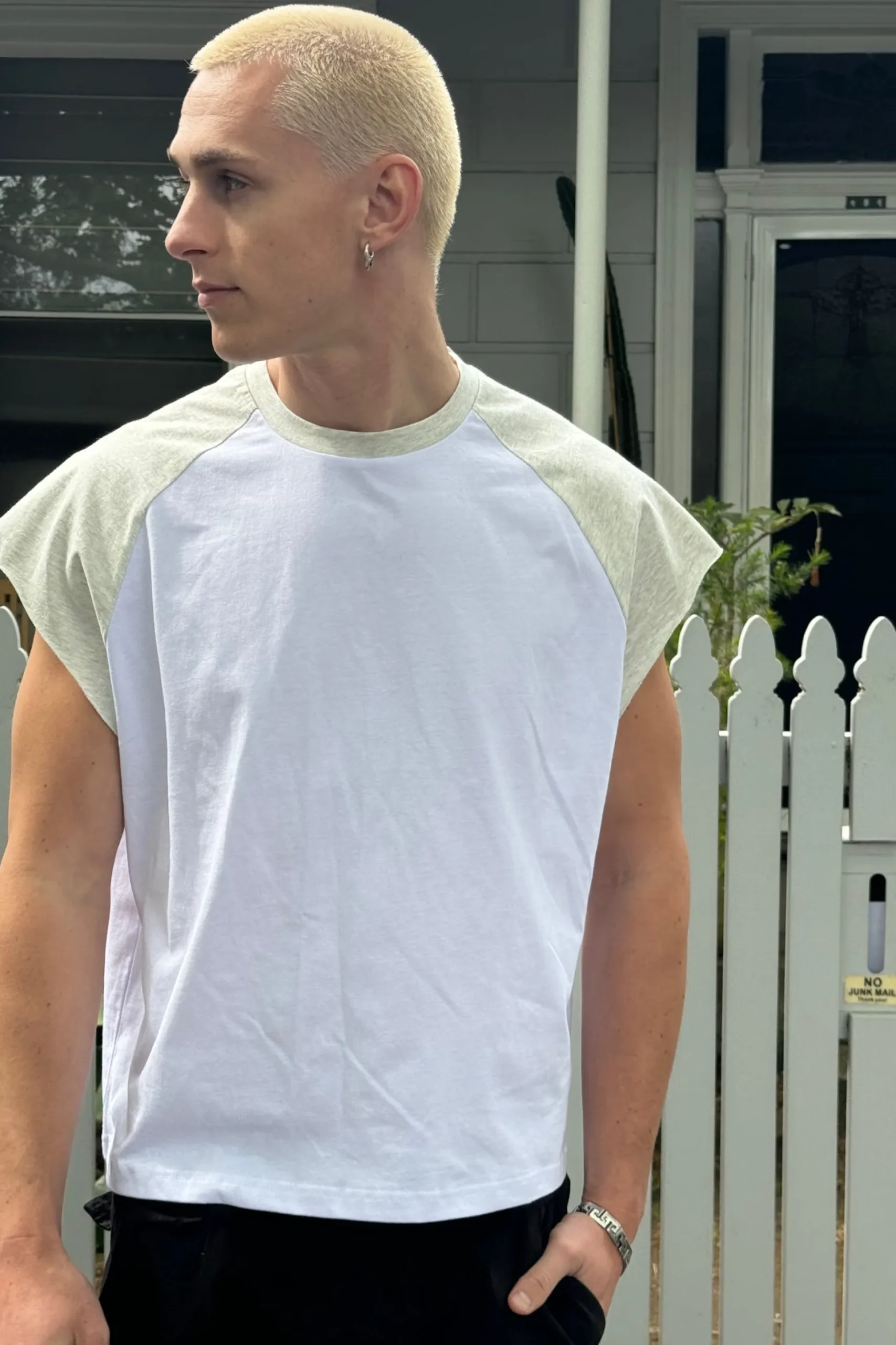 Raglan Crop Box Tank Heather Grey