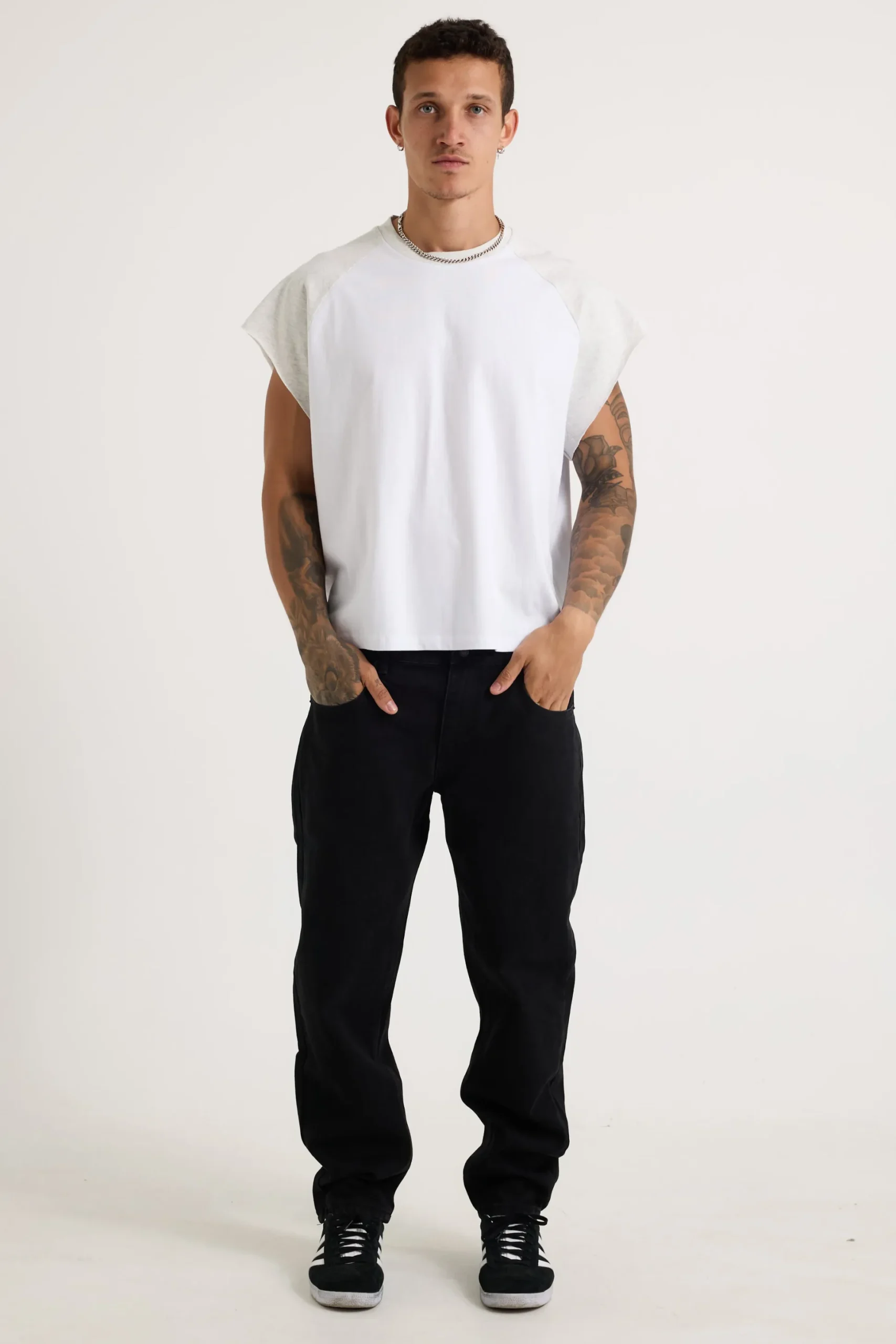 Raglan Crop Box Tank Heather Grey