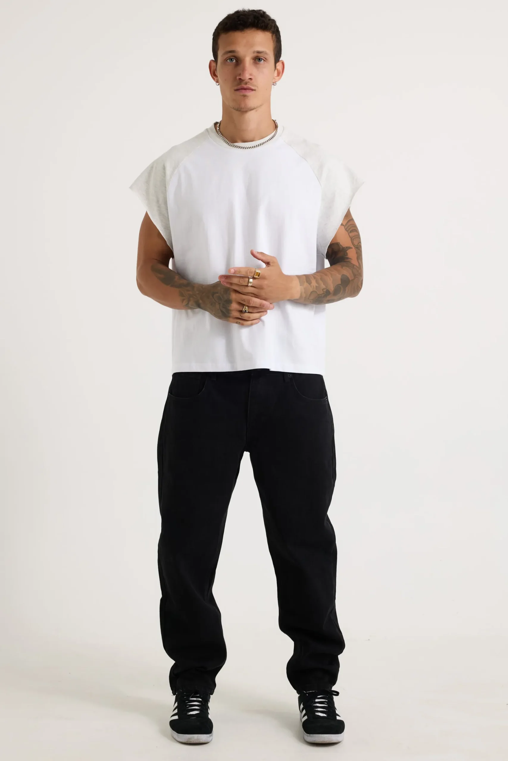 Raglan Crop Box Tank Heather Grey