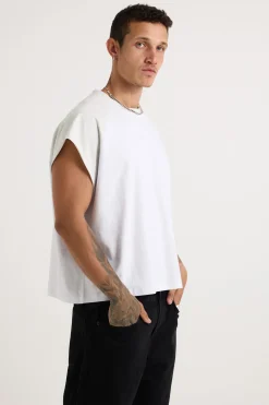 Raglan Crop Box Tank Heather Grey