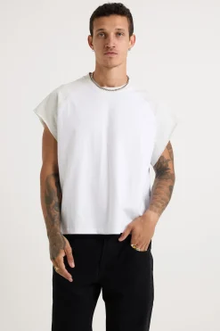 Raglan Crop Box Tank Heather Grey