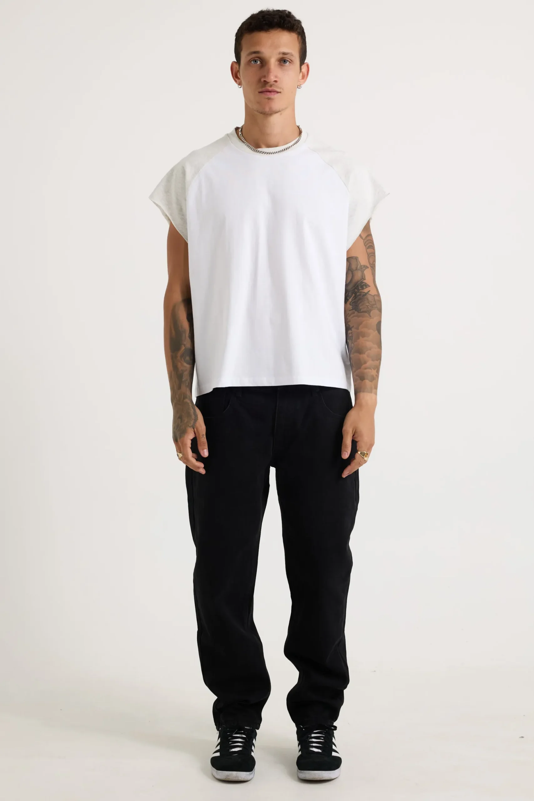 Raglan Crop Box Tank Heather Grey