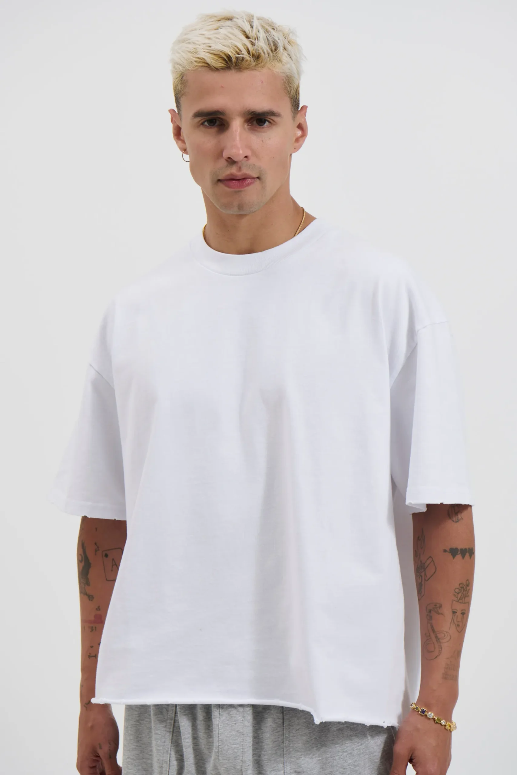 Raw Crop Distress Tee White