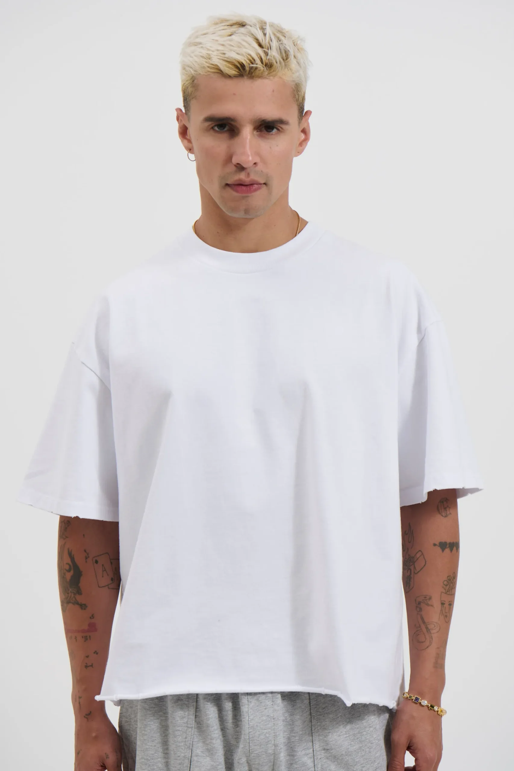 Raw Crop Distress Tee White