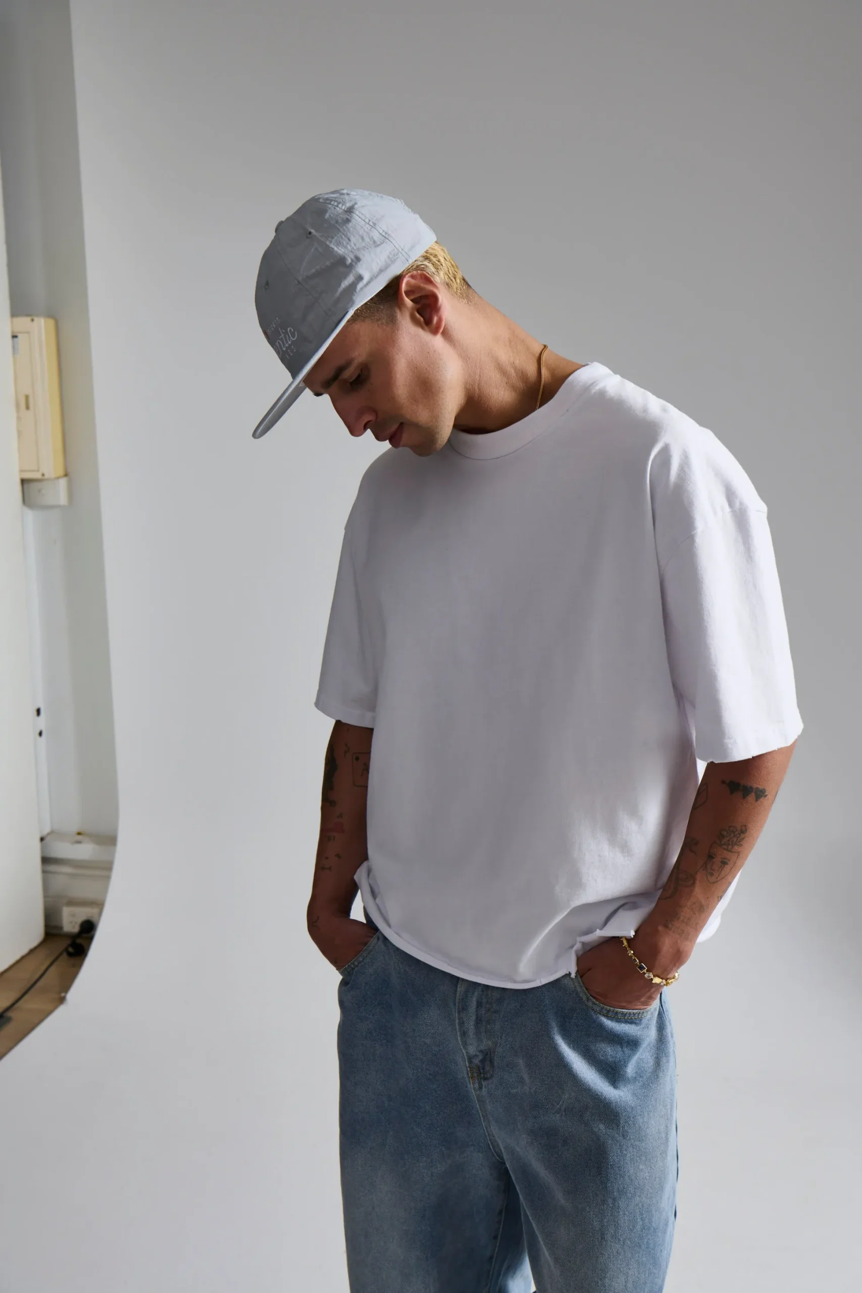 Raw Crop Distress Tee White