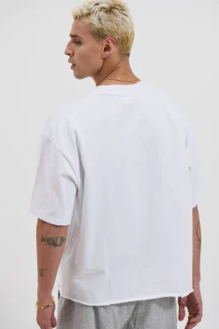 Raw Crop Distress Tee White
