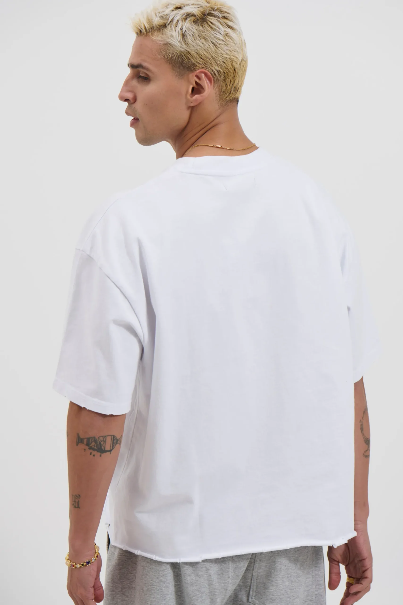 Raw Crop Distress Tee White