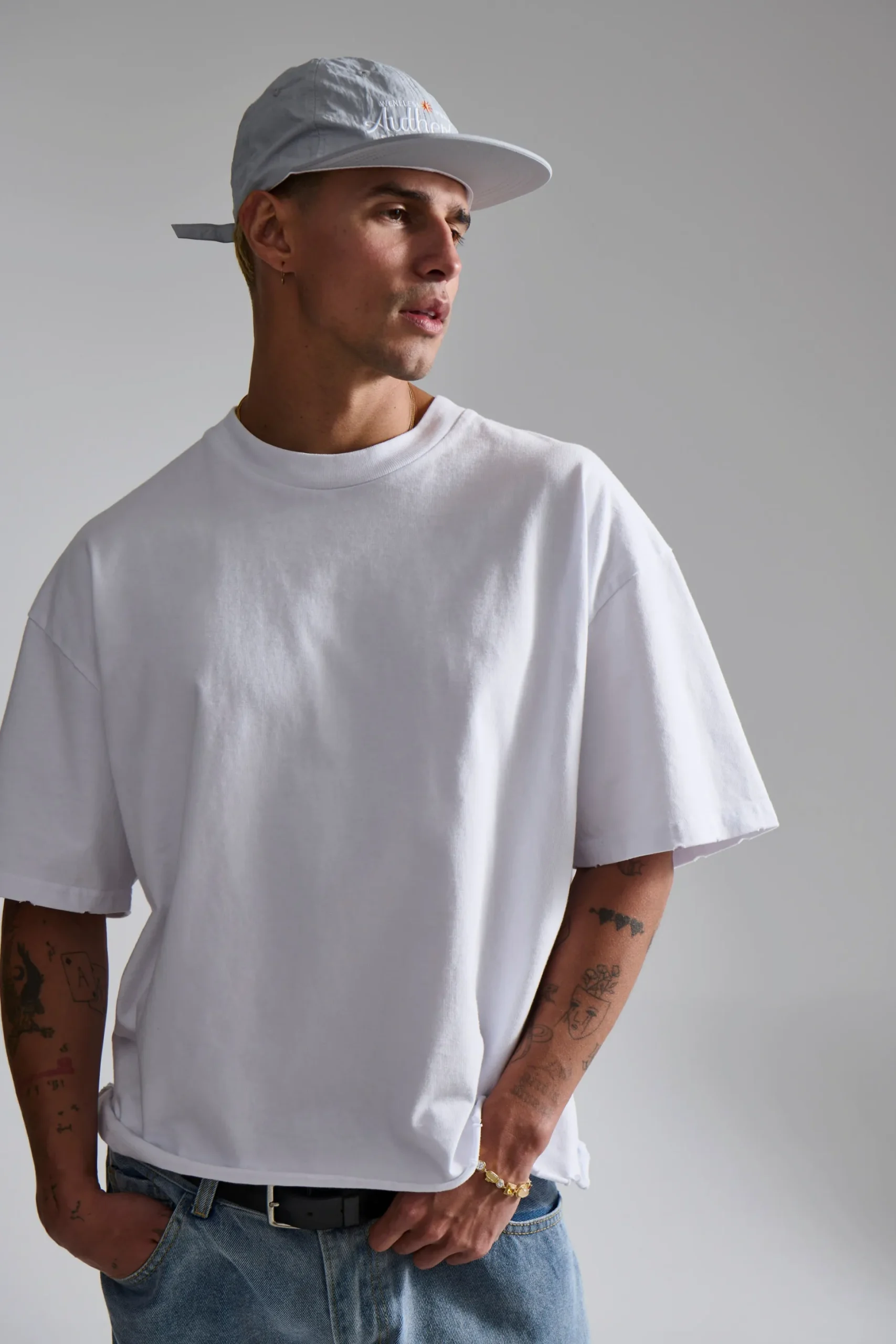 Raw Crop Distress Tee White