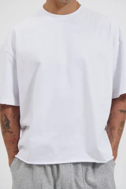 Raw Crop Distress Tee White