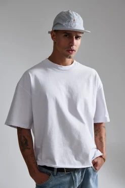 Raw Crop Distress Tee White