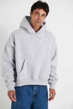 Roman Cropped Drop Hoodie Grey