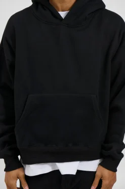 Roman Cropped Drop Hoodie Black