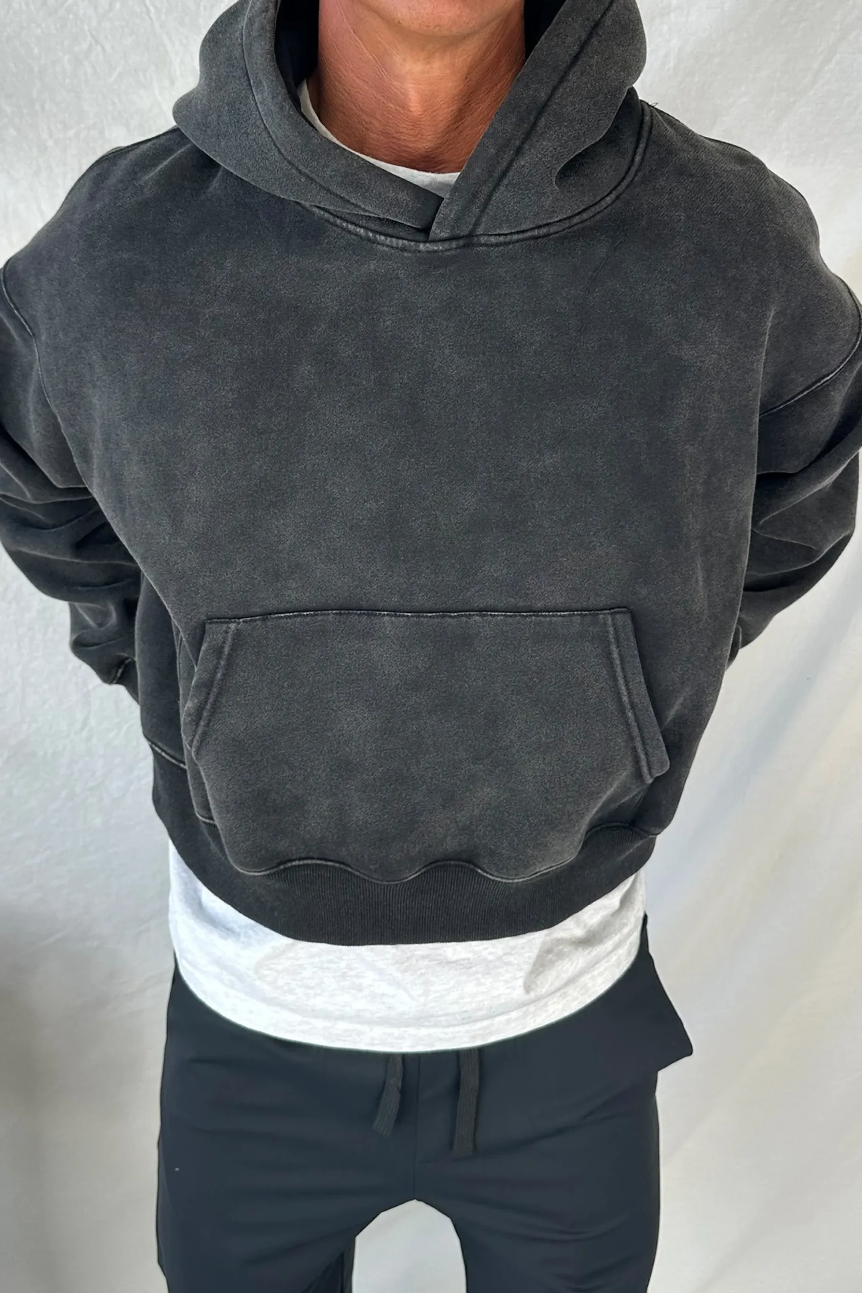 Roman Cropped Drop Hoodie Acid