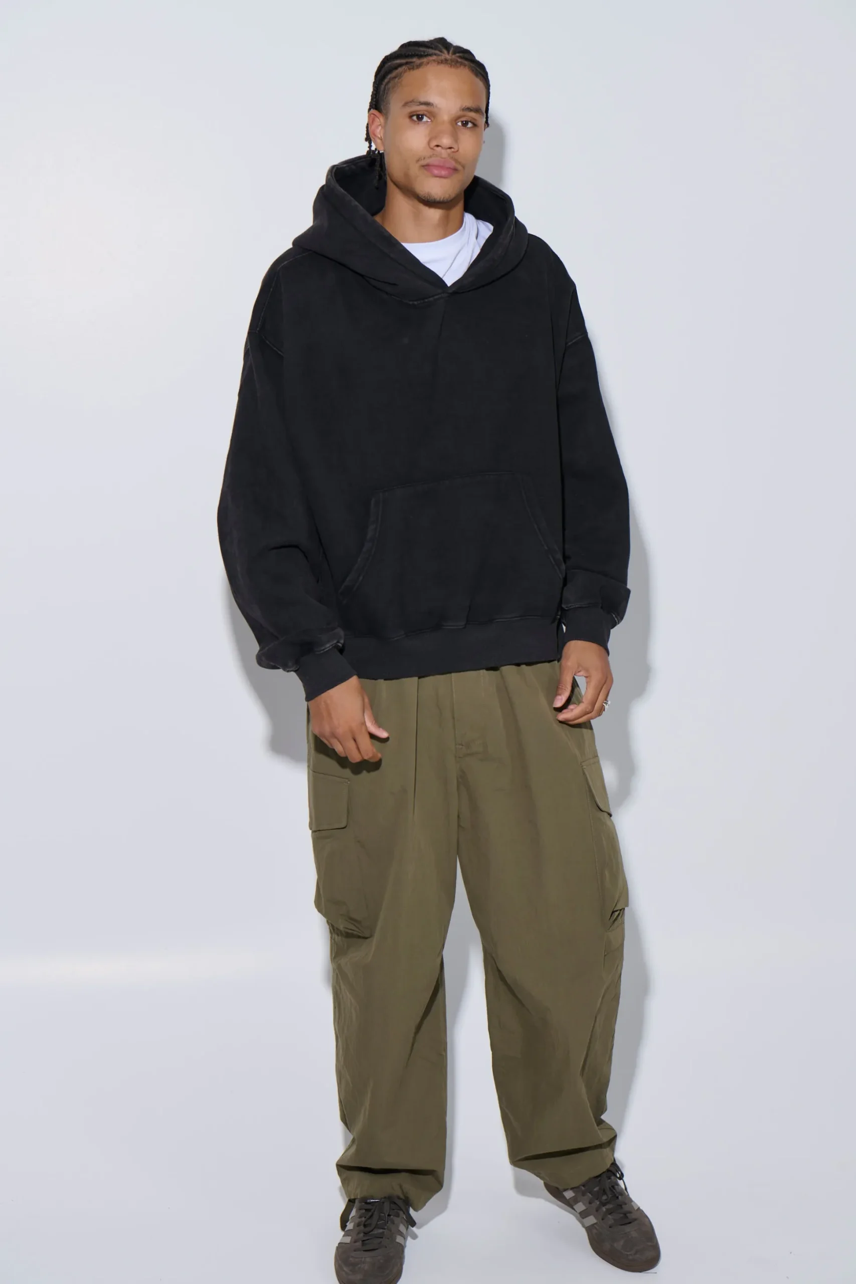 Roman Cropped Drop Hoodie Acid