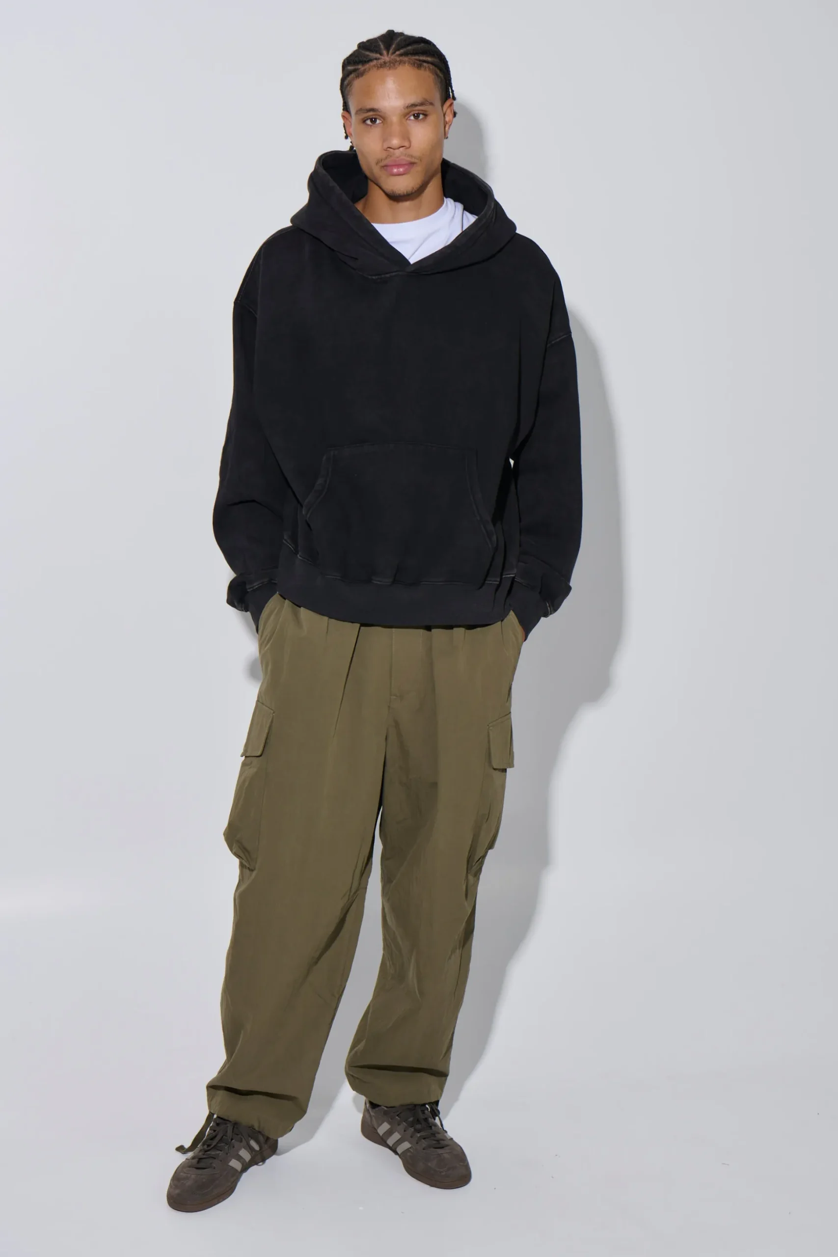 Roman Cropped Drop Hoodie Acid