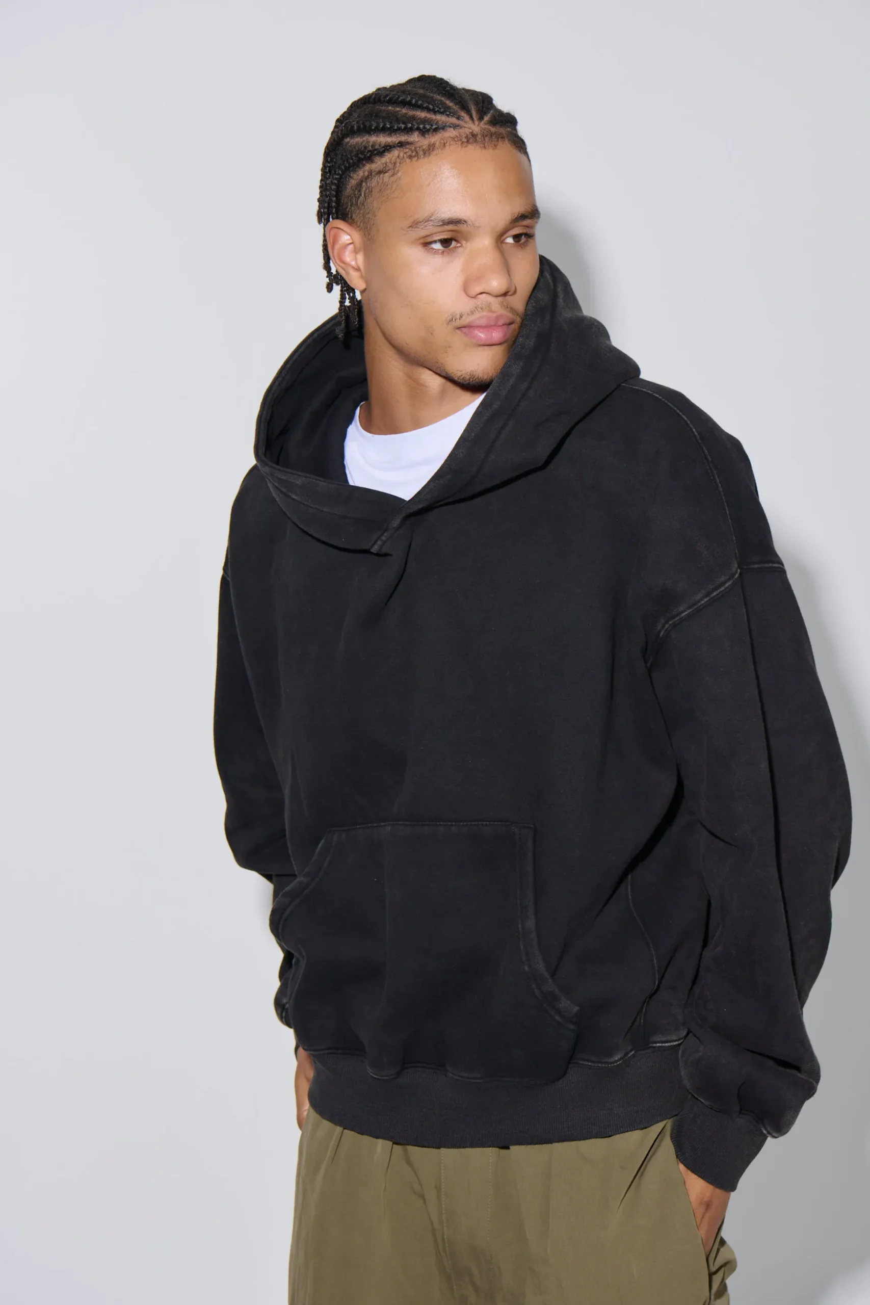 Roman Cropped Drop Hoodie Acid