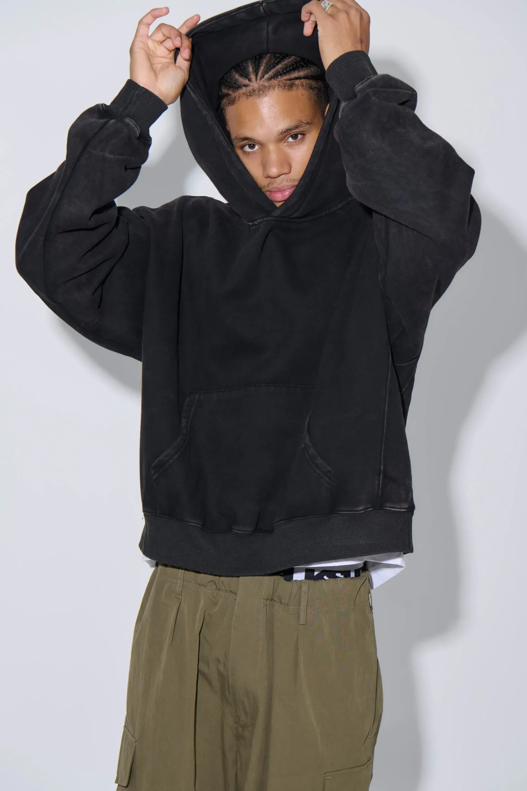 Roman Cropped Drop Hoodie Acid