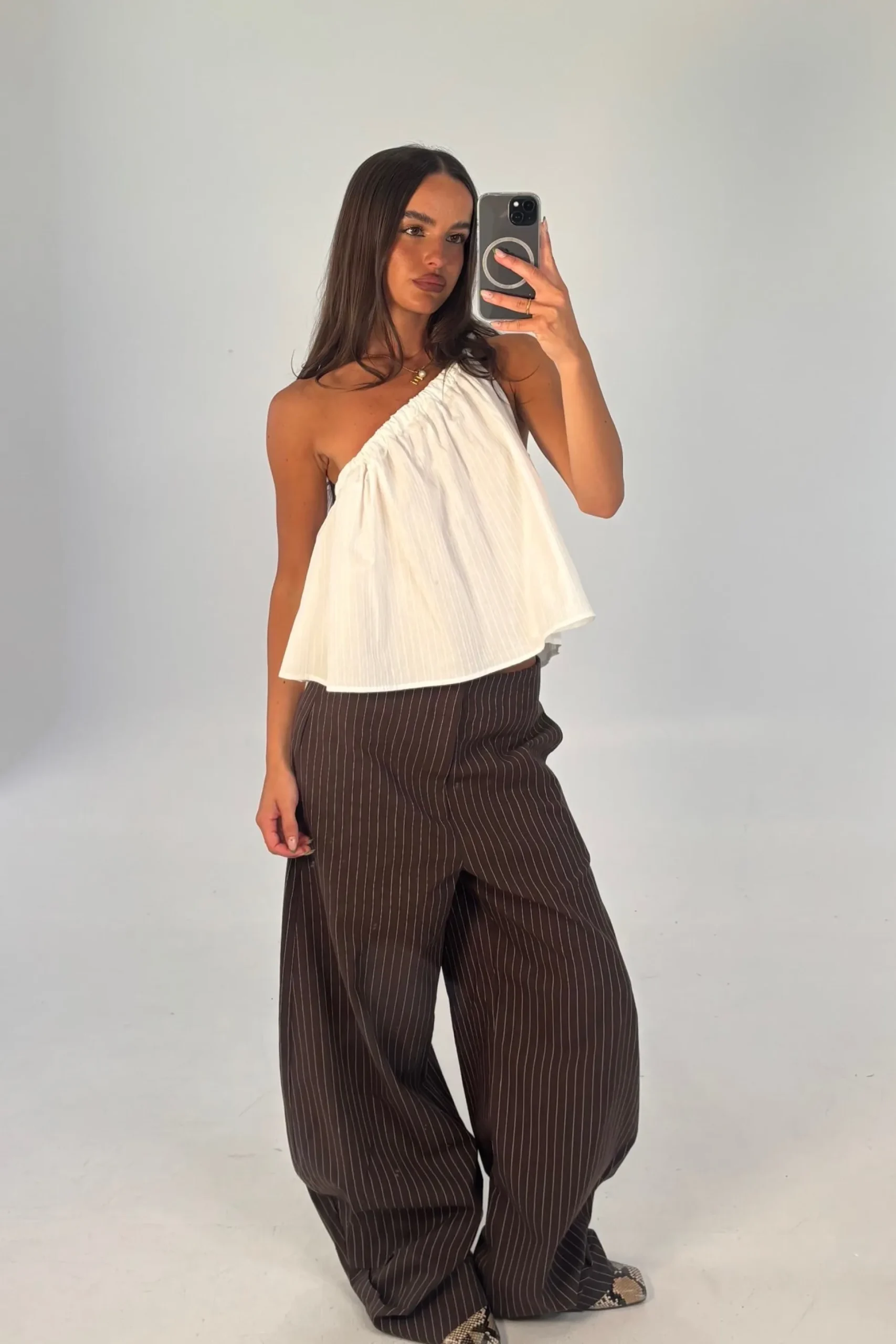 Romley Pinstripe Pant Chocolate