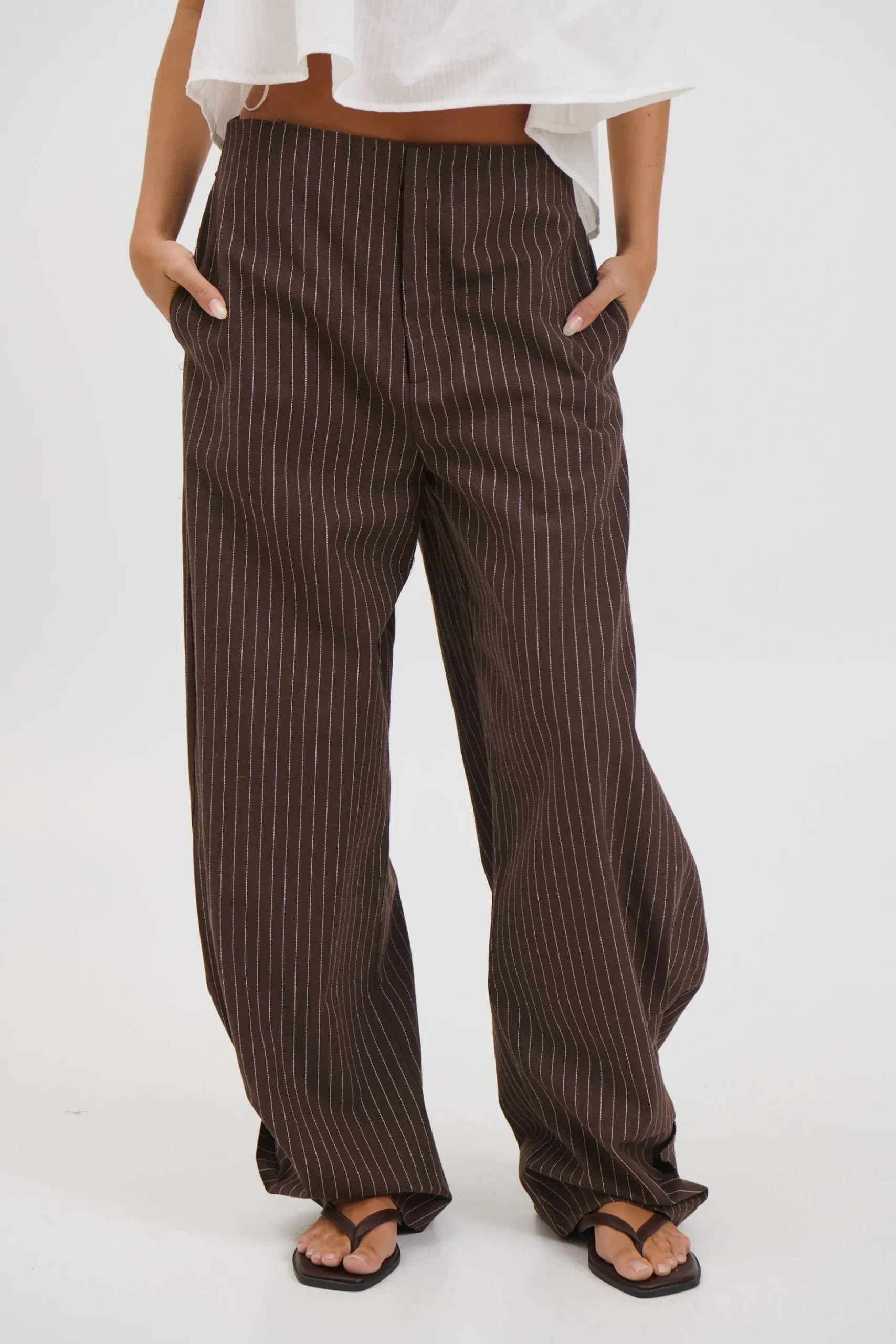 Romley Pinstripe Pant Chocolate