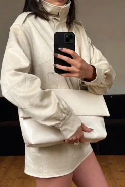 Rylee Clutch Bag Chalk Crinkle Patent