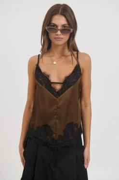 Rylee Lace Cami Chocolate