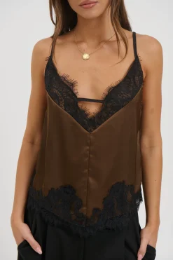 Rylee Lace Cami Chocolate