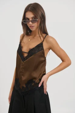 Rylee Lace Cami Chocolate