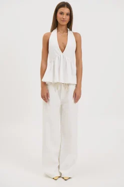 Saniya Halter Top White