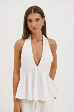 Saniya Halter Top White