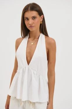 Saniya Halter Top White