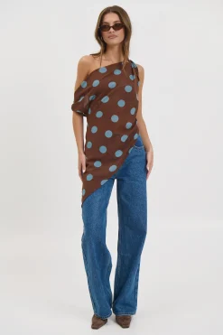 Shay Asymmetrical Top Chocolate