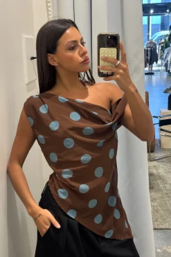 Shay Asymmetrical Top Chocolate