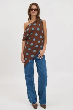 Shay Asymmetrical Top Chocolate