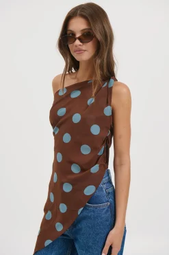 Shay Asymmetrical Top Chocolate