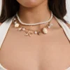 Shell Beaded Necklace Gold