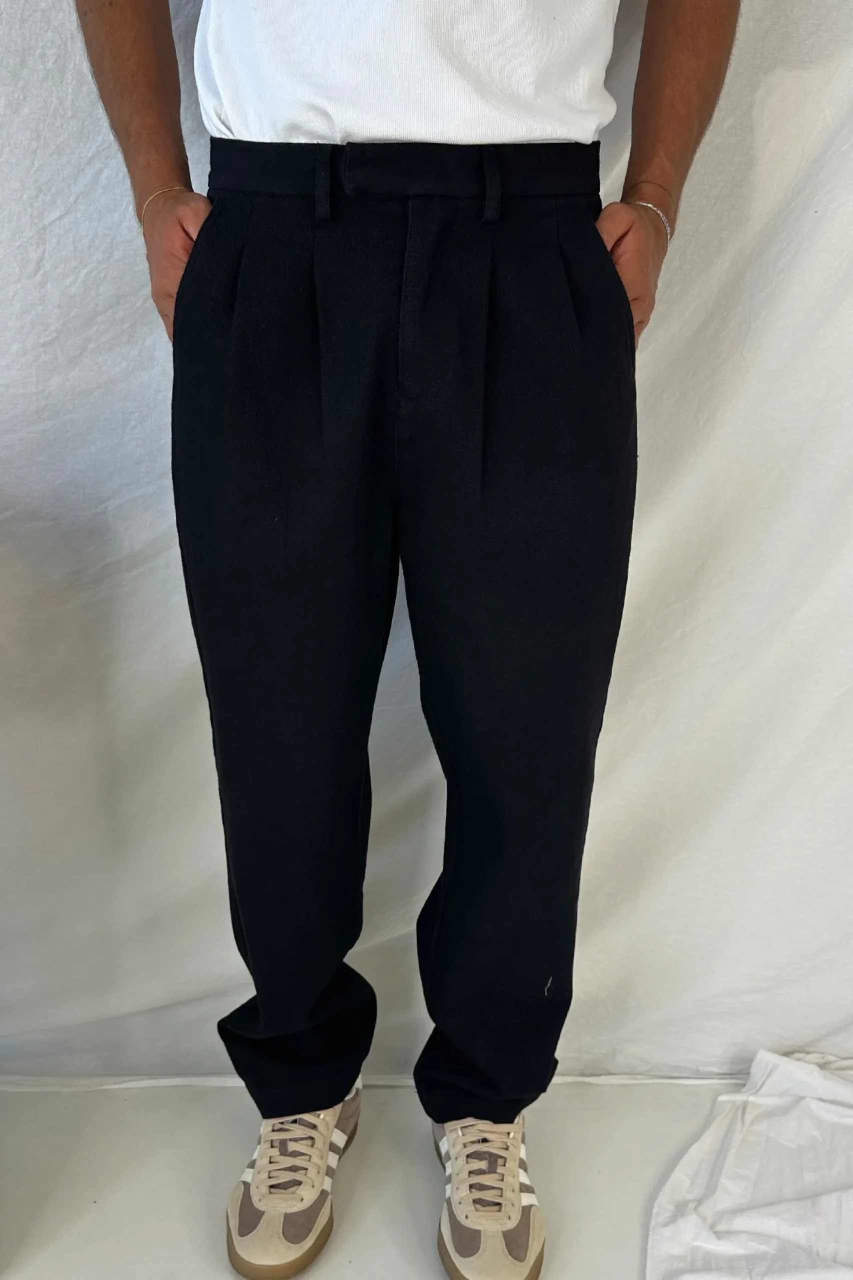 Simon Baggy Pleat Pant Black