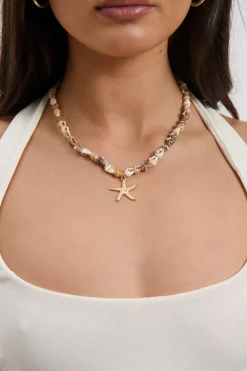 Starfish Shell Necklace Gold