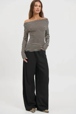 Steffani Long Sleeve Beige Stripe