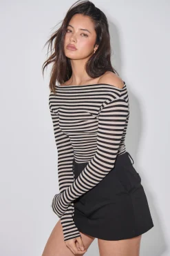 Steffani Long Sleeve Beige Stripe